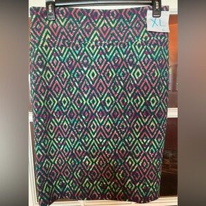 LuLaRoe Cassie Skirt with Pink, Green and Blue Pattern